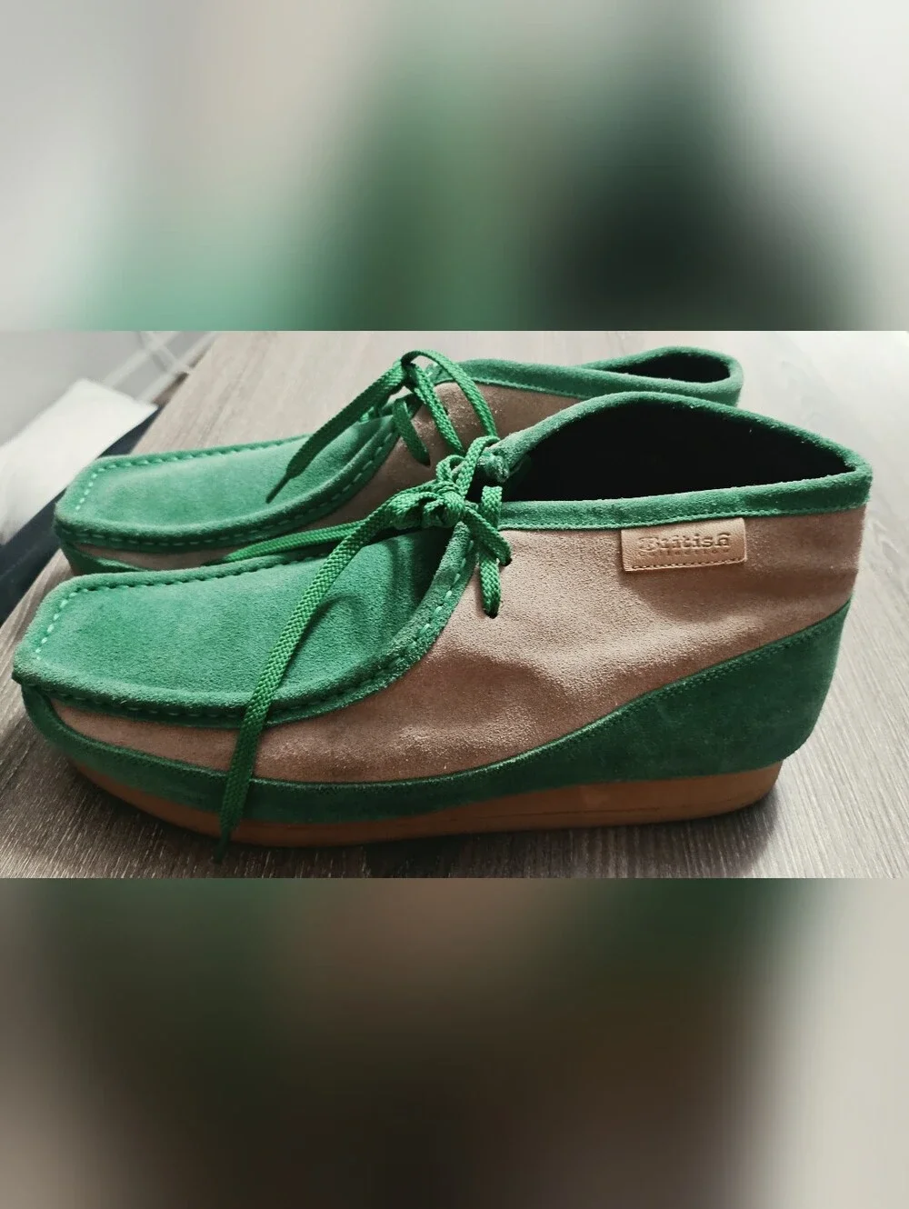 Mens British Collection Walkers New Castle 2 Suede Combo Green/Beige size 10.5